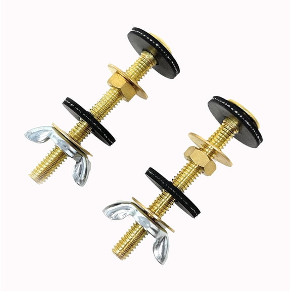 2 Pack Toilet Tank to Bowl Bolt Kit, Heavy Duty Brass Bolts Toilet Bolts for Tank Solid Brass with Easy to Install and Double Gaskets for Fastening