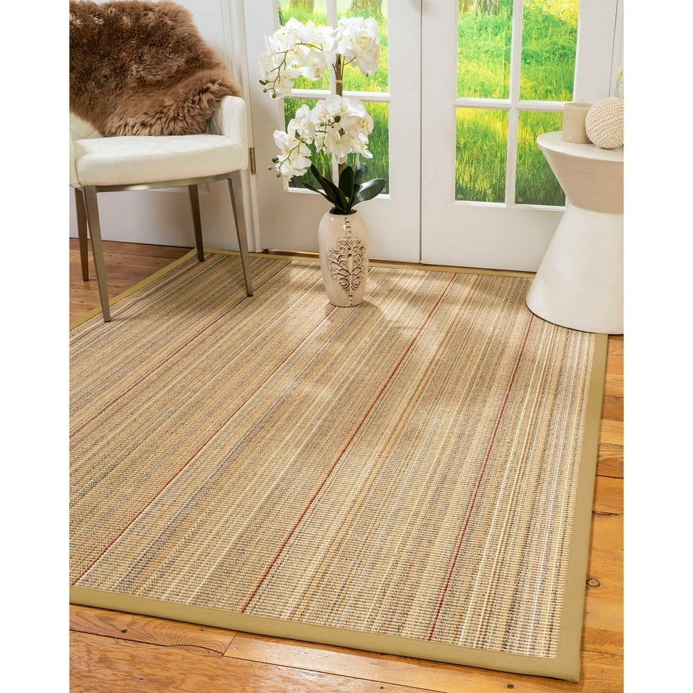 Natural Area Rugs Resort Custom Sisal Rug, 12' x 18', Sage Border