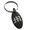 thumbnail image 1 of Stainless Steel Letter M Initial Old English Monogram Engraved Small Oval Charm Keychain Keyring, 1 of 1