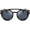 thumbnail image 4 of Retro Round Steampunk Sunglasses Women Men Vintage Eyewear Light Plastic Frame With Leatherwear B2532, 4 of 4