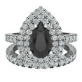 thumbnail image 4 of Pear Cut Black Diamond Double Halo Wedding Ring Set 18K White Gold 2.10 Carat (G,VS1), 4 of 5
