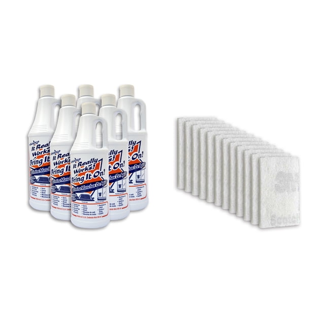 Limpiador Bring It On Quita Gotas Limpia Vidrio Cromo Azulejo Aluminio Acero Sarro Óxido 946ml 6 piezas