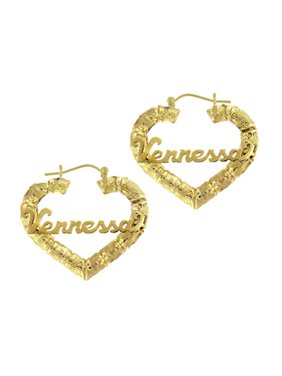 10kt Yellow Gold Heart Name Earrings