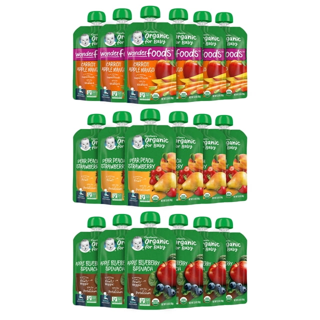 Alimento para bebés Gerber Organic 2nd Foods para niñeras, 100 ml (x18)