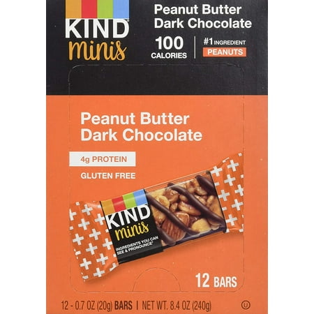 KIND Bar Minis Peanut Butter Dark Chocolate Gluten Free 100 Calories Low Sugar 72 Count