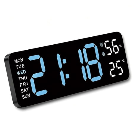 Digital Wall Clock Large LED Display with Dual Alarm Humidity Auto Dimming Big Numbers Desk Clock photo Digital Wall Clock Large LED Display with Dual Alarm Humidity Auto Dimming Big Numbers Desk Clock