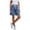 Blue, variant on Fnooota Women's Denim Shorts, Elastic Waist Drawstring Knee Length Stretch Summer Jean Shorts with Pockets Blue Size S-3XL