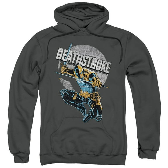 JLA Justice League Deathstroke Retro Adult Pullover Hoodie Sweatshirt Charcoal