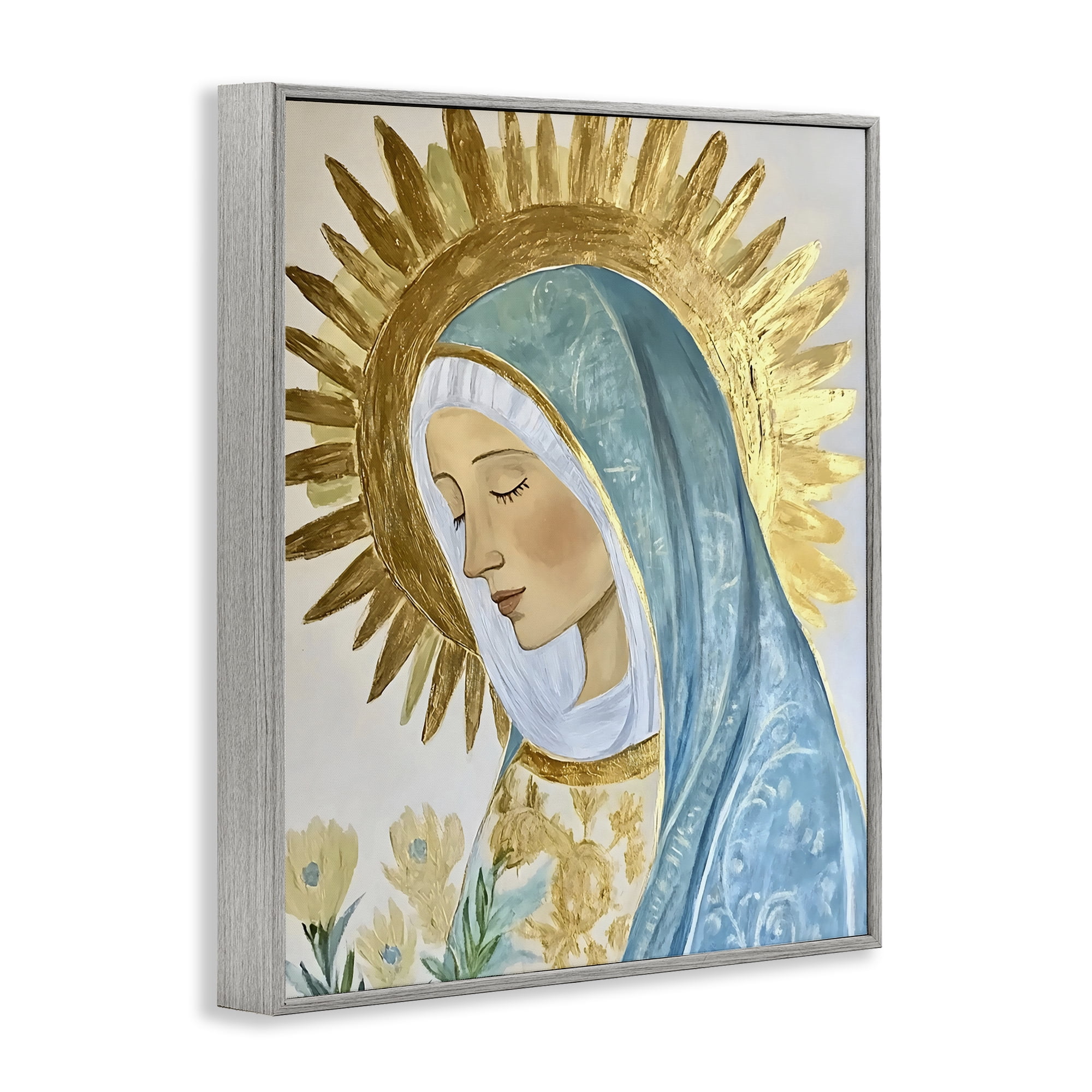 Holy Mary In Gold Gray Framed Giclee Art, design by Franklyn Gregory