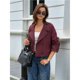 thumbnail image 5 of Abrigo Corto de Mujer, Estilo Gabardina, Informal, Cruzado, Chaqueta Corta, Prenda de Abrigo de Moda para Otoño con Cinturón Rojo Vino L, 5 of 8
