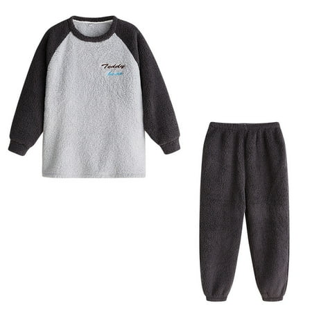 

Pajamas Women Autumn And Winter Flannel Padded Plus Velvet Home Clothing Vests Couples Home Clothing Suit Dark Gray L