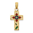 thumbnail image 3 of Auriga Fine Jewelry 14K Yellow Gold Enameled W/ Flower Cross Charm for Women (L - 16.4 mm, W - 11 mm), 3 of 6