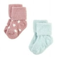 thumbnail image 4 of Hudson Baby Infant Girl Cozy Chenille Newborn and Terry Socks, Mauve Mint Dot, 12-24 Months, 4 of 6