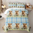 thumbnail image 2 of Erosebridal Highland Cow Bed Spread Queen, Groovy Floral Queen Coverlet Set, Blue Buffalo, 3 Pieces, 2 of 7