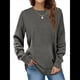 thumbnail image 1 of Sudadera Informal de Cuello Redondo para Mujer, Larga, Corte Holgado, Cuello Alto, Forro Cómodo, Blusas Cálidas de Moda para Otoño. Gris XXL, 1 of 8