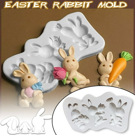 

JNGSA Easter Rabbit Bunny Silicone Fondant-Mold Chocolate Cake Ice Mould Tray