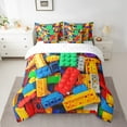 thumbnail image 3 of Erosebridal Building Blocks 7 Pcs Comforter Set Queen, Colorful Toy Bedding , 3D Rainbow Construction Brick Sheet Set Bed in A Bag Funny Geometric Rectangle Down Comforter, 3 of 5