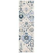 SAFAVIEH Glamour Charmaine Floral Wool Runner Rug, Beige/Blue, 2'3" x 14'
