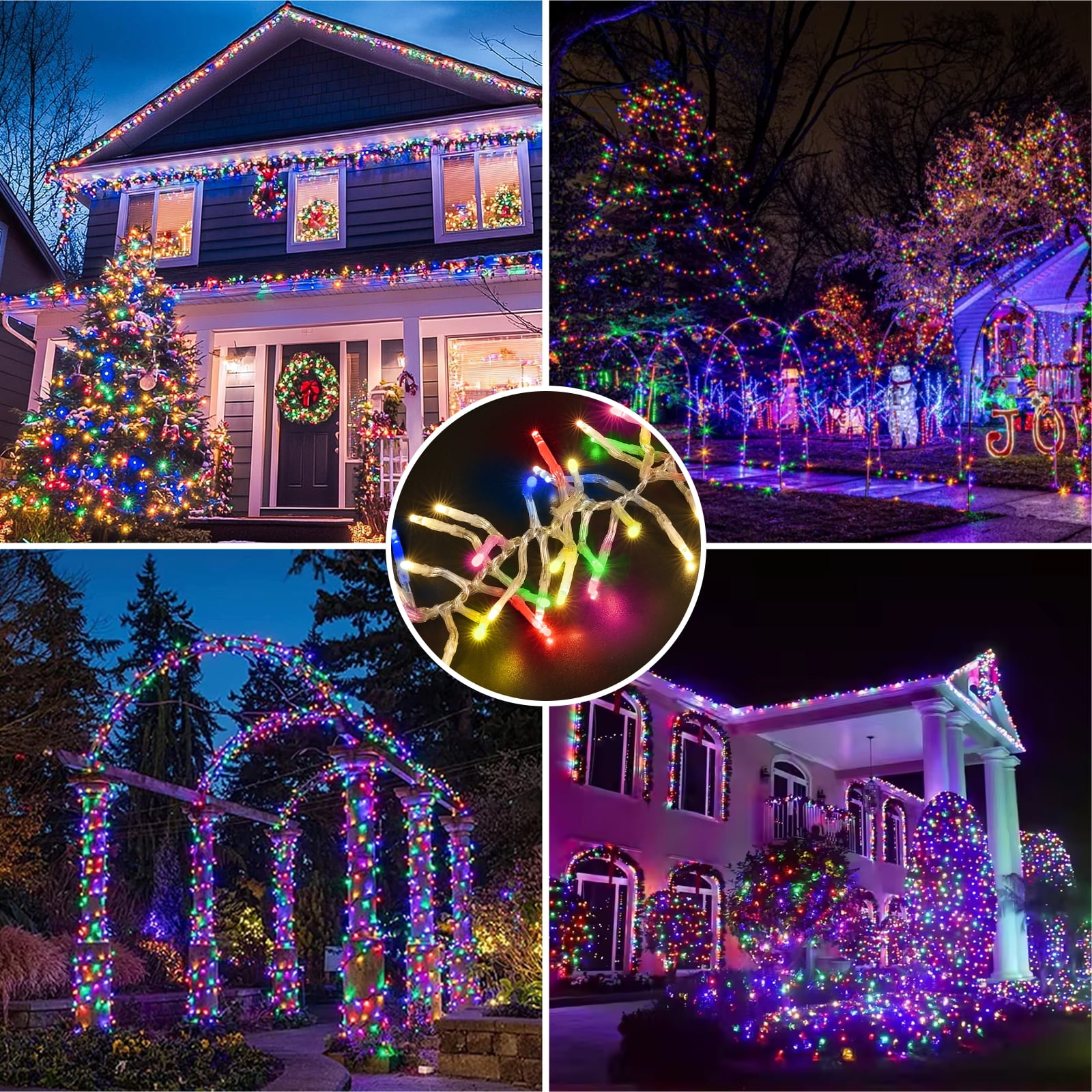 Christmas Mini Tree Lights Outdoor Cluster Light, 1000 LED Firecrackers String, 16 Modes Timer Remote Waterproof Plug in Twinkle Fairy Lights for Garland Window Party（Multicolor and Warm White）