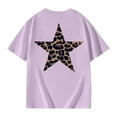thumbnail image 5 of LIIPEE Girls Shirts Cartoon Leopard Printed Short Sleeve Round Neck Tshirt Child Comfort Party Tee,Purple,6-7 Years, 5 of 6