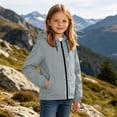 thumbnail image 5 of Frostluinai 5-16Y Kids Hooded Rain Jacket Waterproof Windbreaker Long Sleeve Full Zip with Pockets Drawstring Hem Outdoor Coat, 5 of 10