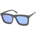thumbnail image 2 of sunglassLA Unisex High Fashion Horn Rimmed Flash Mirror Flat Lens Bold Square Sunglasses (Black-Silver / Blue Mirror) - 64mm, 2 of 4