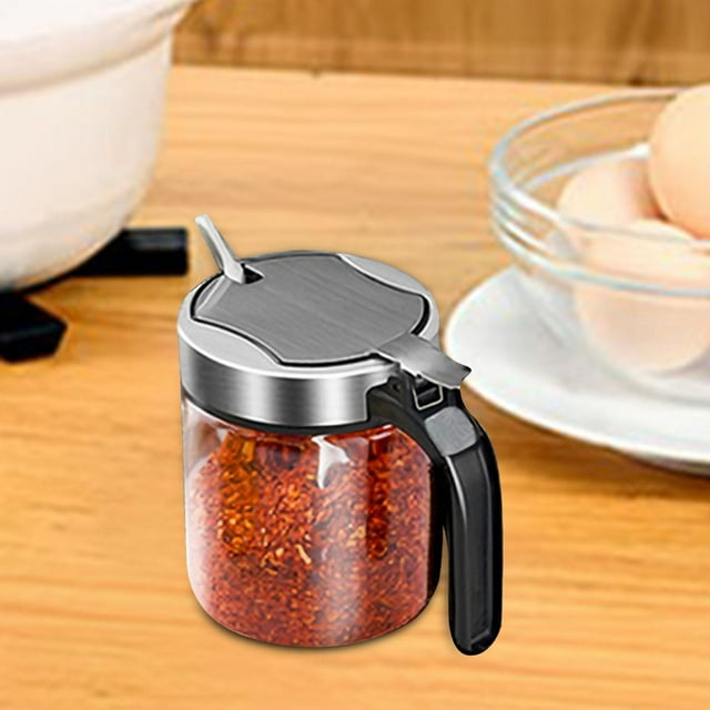 Glass Seasoning Jar Easy Clean Kitchen Condiment Jar for Cooking BBQ Camping 300ml