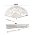 thumbnail image 2 of Portable Lace Folding Fan,QZS Embroidered Flower Bridal Hand Fan for Costume,Chinese Vintage Fan for Wedding,Dancing,Tea Party,White,1Pack, 2 of 6
