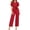 Red, variant on Baqcunre One Piece Jumpsuits For Women Women'S V Neck Short Sleeved Belt Casual Fashion Jumpsuit Womens Shorts Womens Pants Black L