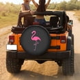 thumbnail image 3 of KAKALAD Pink Flamingo On Black Spare Tire Cover Universal Vehicle Accessories Buckle Car Tools 17”in, 3 of 6