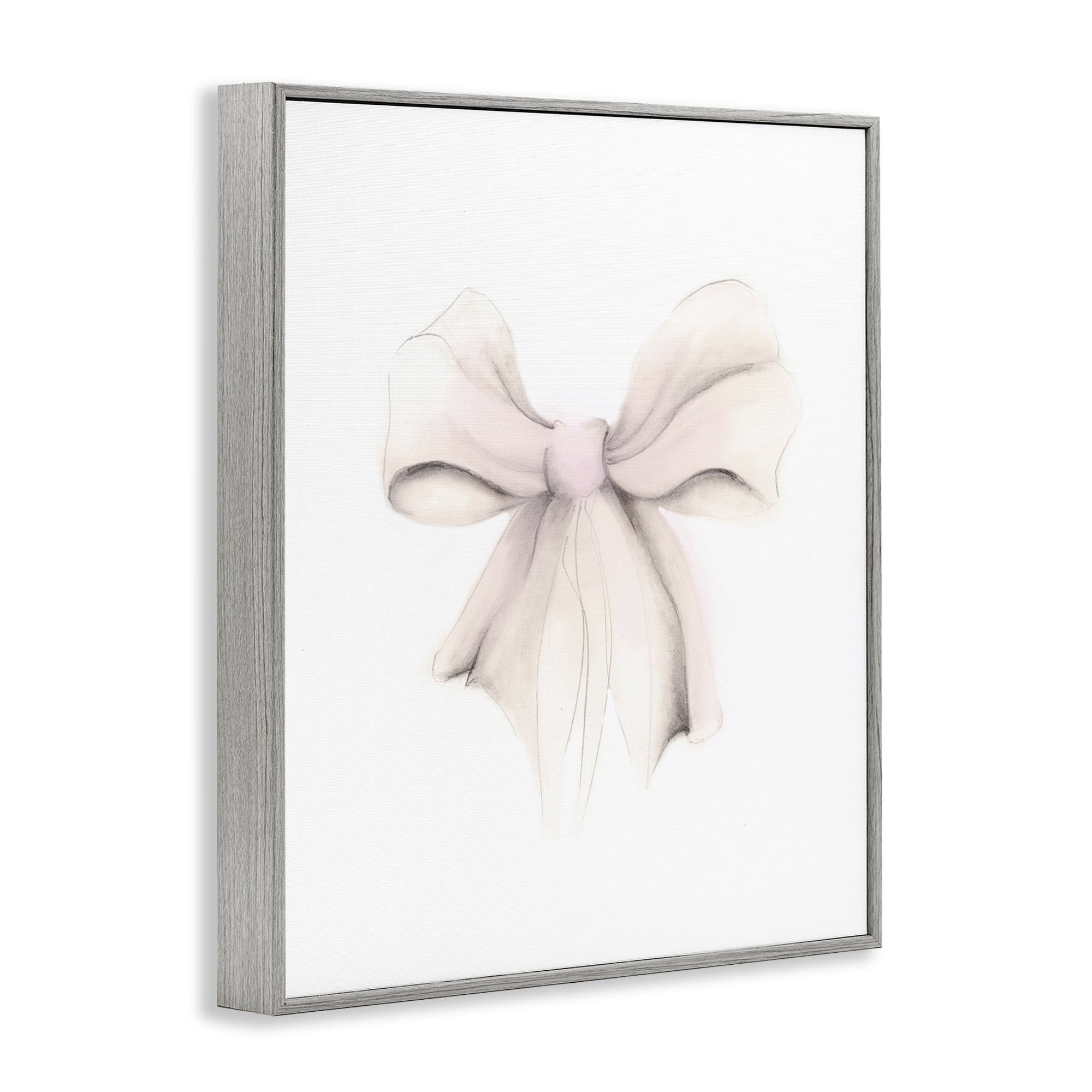 Stupell Industries Soft Pale Ribbon Beauty & Fashion Painting Gray Framed Art Print Wall Art, 16 x 20