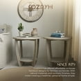 thumbnail image 5 of COZAYH Rustic Farmhouse Round End Table with Storage Shelf for Living Room, Grey, Set of 2, 5 of 12