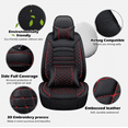 thumbnail image 6 of HUONA Leather Car Seat Cover Set Front and Rear 5-Seater Vehicle Seat Protectors with Neck Pillow and Lumbar Pillow Full Set for Kia Sportage 1995-2024, Forte 2010-2023, and More Black-Red, 6 of 6