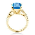 thumbnail image 3 of Gem Stone King 4.26 Ct Swiss Blue Topaz White Created Sapphire 18K Yellow Gold Plated Silver Ring, 3 of 6