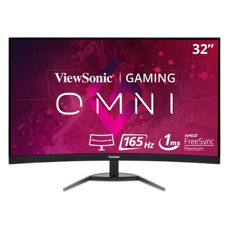 ViewSonic VX3268-PC-MHD 32 Inch 1080p Curved 165Hz 1ms Gaming Monitor with FreeSync Premium Eye Care HDMI and Display Port (Used)