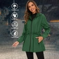 thumbnail image 3 of Yigetop Womens Rain Jacket with Hood Rain Jackets for Women Water Proof Packable Hooded Rain Coat Lightweight Windbreaker with Pocket 3 in 1 Jacket Women Green 2XL, 3 of 7