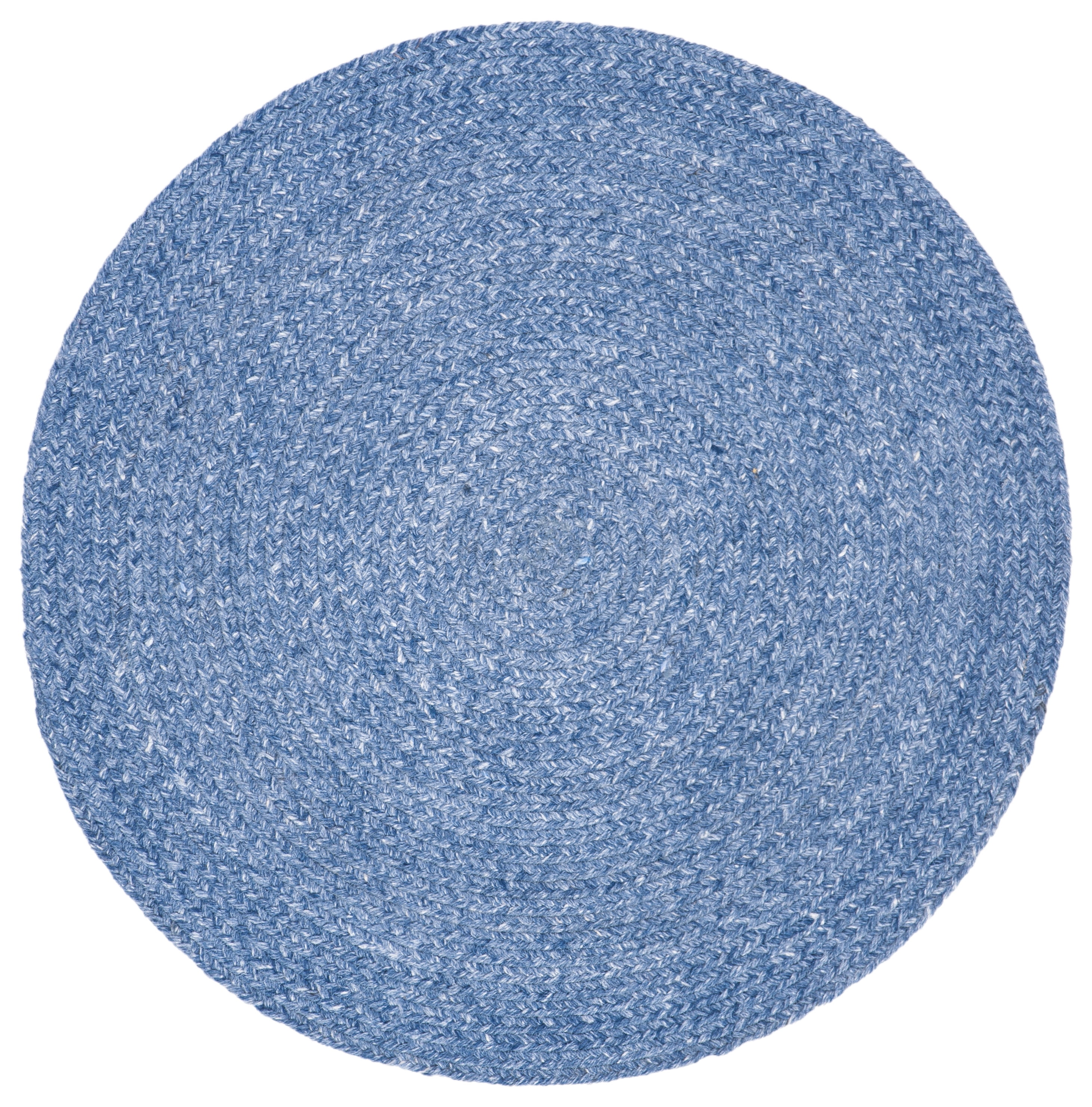 SAFAVIEH Braided Caleb Solid Polyester Reversible Area Rug, Blue, 3' x 3' Round