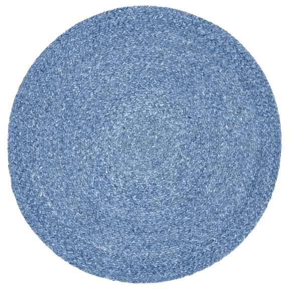 SAFAVIEH Braided Caleb Solid Polyester Reversible Area Rug, Blue, 3' x 3' Round