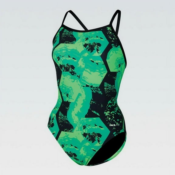 (Price/each)Dolfin 124VBG Womens Graphlite SERIES Rogue V Back One Piece-Green Rogue-34