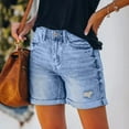 thumbnail image 5 of biudgviw Jeans for Women Wide Leg Bermuda Denim Shorts Summer Lounge Cuffed Hem Cute Ripped Shorts with Pockets, 5 of 7