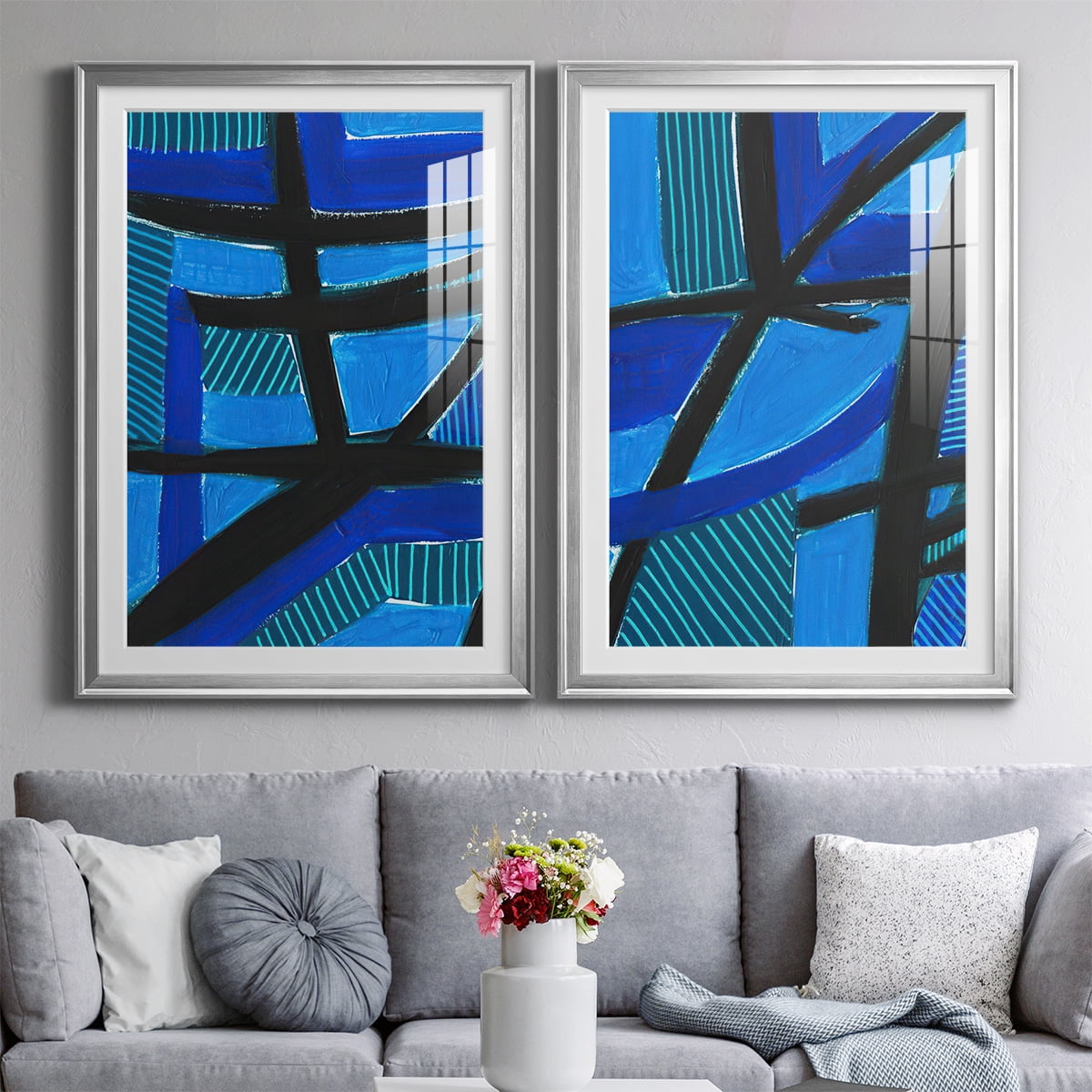 Wexford Home Involved Blues I Premium Framed Print, 26.5" x 36.5" - Ready to Hang, Silver (Set of 2)