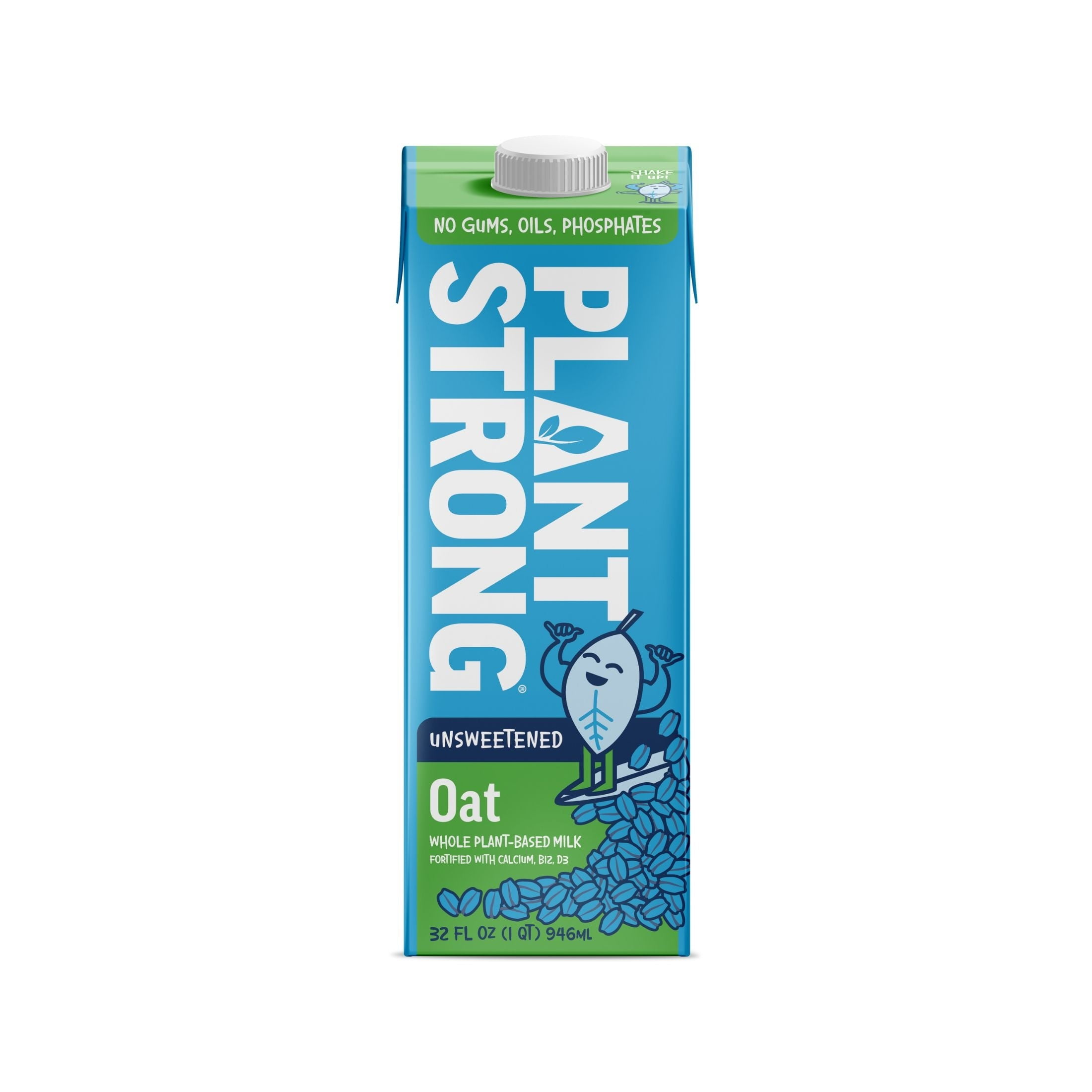 (3 pack) PLANTSTRONG Unsweetened Oat Milk - Whole Fortified Plant Milk