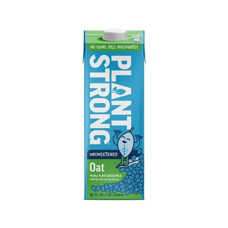 PLANTSTRONG Unsweetened Oat Milk - Whole Fortified Plant Milk