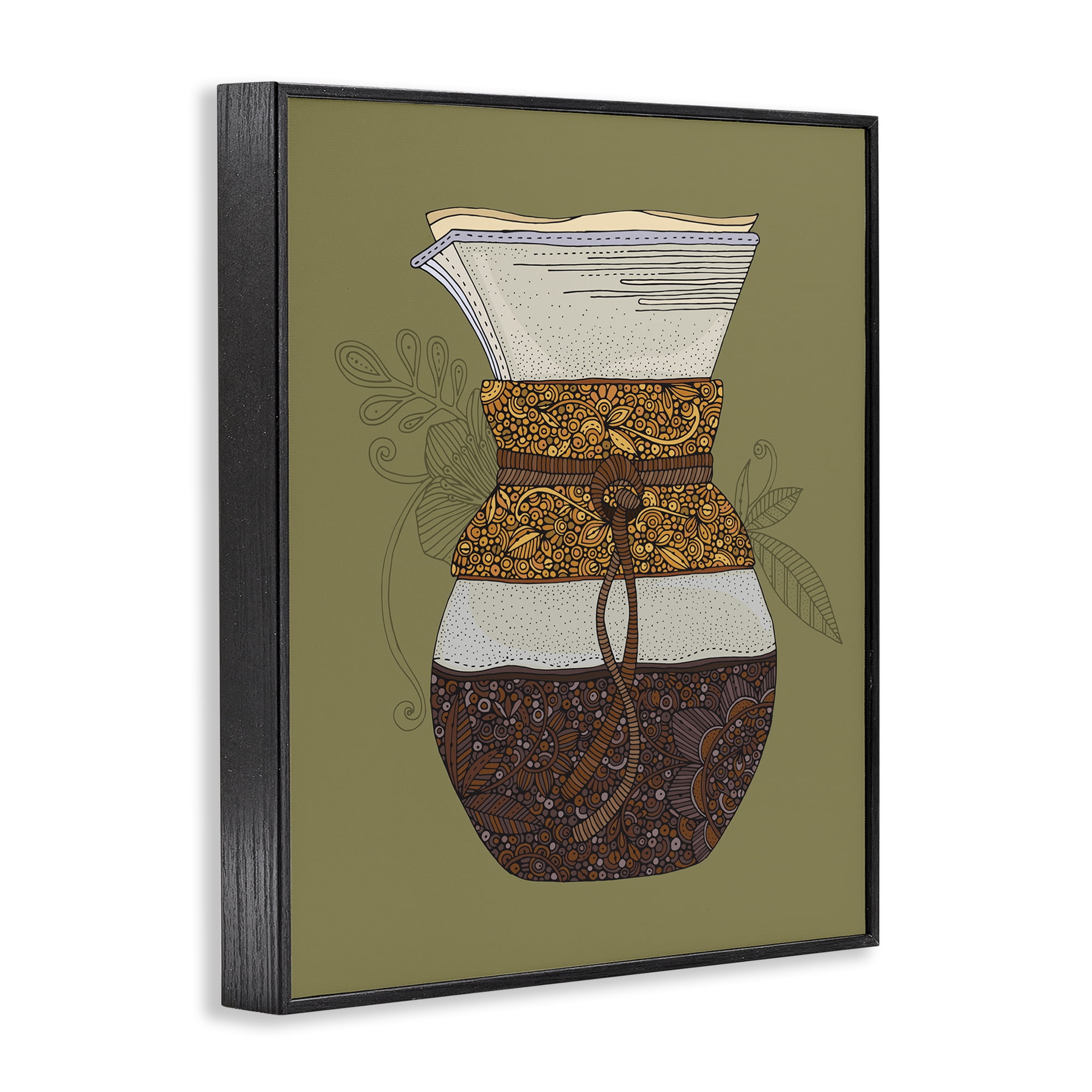 Stupell Industries Pour Over Coffee Maker Food & Beverage Painting Black Framed Art Print Wall Art, 24 x 30