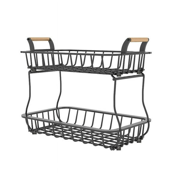 Auto Beyond 2 Tier Fruit Basket for Kitchen Counter , Large Fruit Basket Rack, Fruit and Vegetable Storage Fruit Rack for Produce Snack Onion Bread
