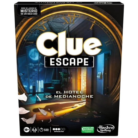 Juegos de mesa Hasbro Clue El Hotel de Medianoche, Juegos de misterio de un solo uso, a partir de 10 años