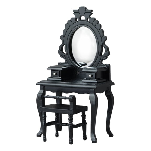 Sinyiin Detailed 1/12 Scale Wooden Model Furniture Dresser Bedroom Dressing Table And Seat Pair