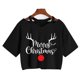 thumbnail image 1 of Ropa de Navidad, camiseta de reno, leopardo, árbol, Tops cortos de Feliz Navidad, camiseta de Harajuku gótico para mujer, camiseta de Año Nuevo, 1 of 4