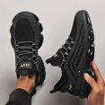 thumbnail image 2 of Men's Lace Up Knit Chunky Sneakers, Breathable Mesh Cushioned Athletic Running Shoes, Black, White Available, 2 of 6