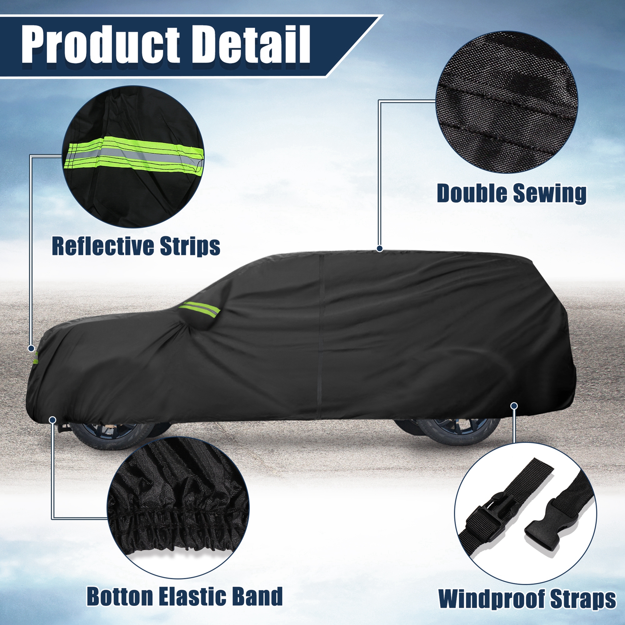 Unique Bargains Waterproof Car Cover for Dodge Durango 2011-2023 Weather Protection Black